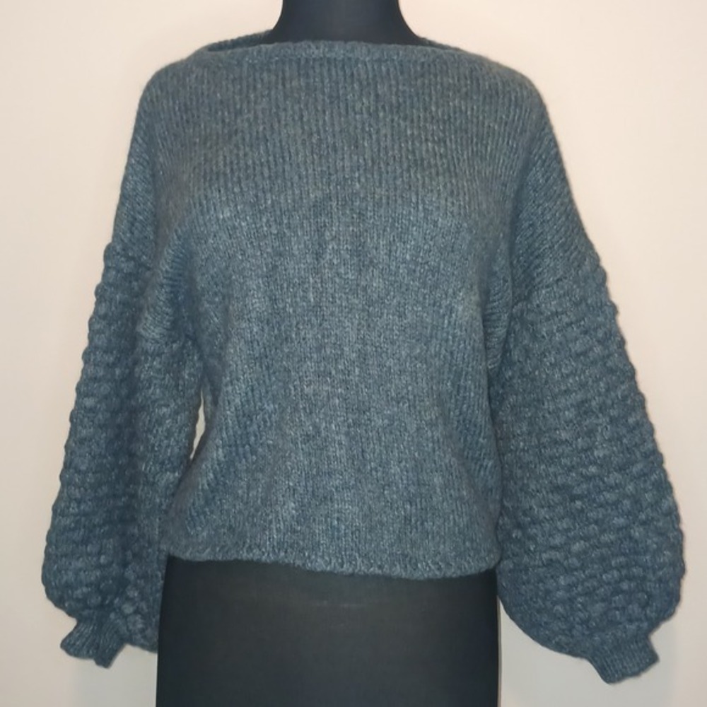 Sundays Marino Wool Mohair Blend Knit Sweater‎ Balloon Sleeve Boxy Fit Cropped M